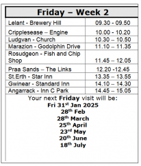 Your next Friday visit will be: 28th Feb, 28th Mar, 25th April, 23rd May, 20th June, 18th July 2025 Your next Friday visit will be: 28th Feb, 28th Mar, 25th April, 23rd May, 20th June, 18th July 2025